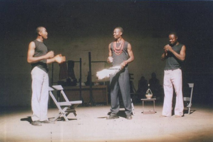A shot from Femi Osofisan’s production of A New Dawn in Isara, his stage adaptation of Wole Soyinka's Isara: A Voyage Round My Father.